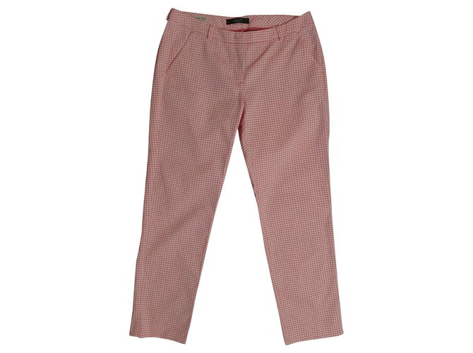 Weekend Max Mara Pants, leggings Pink White Cotton  ref.192081