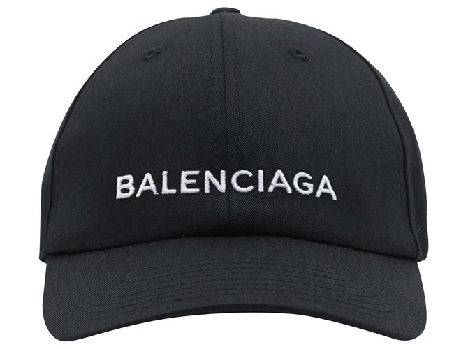 Balenciaga black Logo embroidered cap Cotton  ref.192096