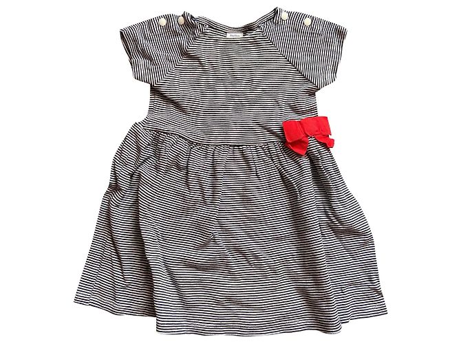 Robe Petit Bateau Milleraies Bleu Marine Coton 18 mois