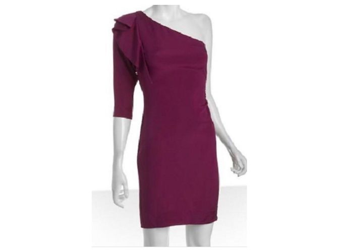 Diane Von Furstenberg DvF vestido Cobb de seda con un hombro Fucsia