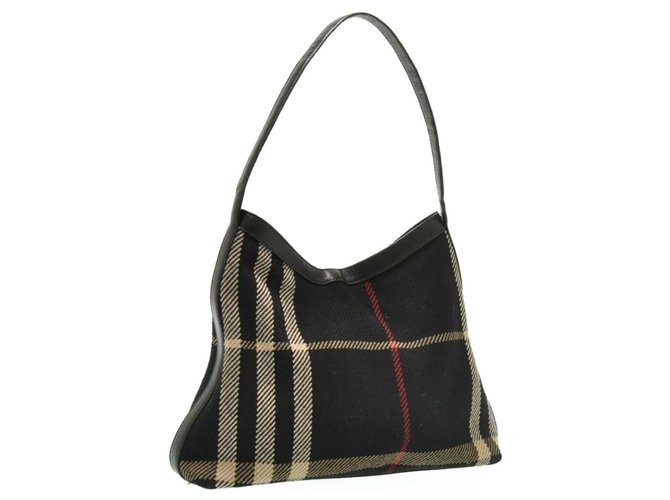 Burberry Shoulder bag Black Wool  ref.192201