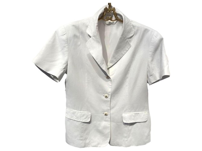 Chanel Jackets White Linen  ref.192227