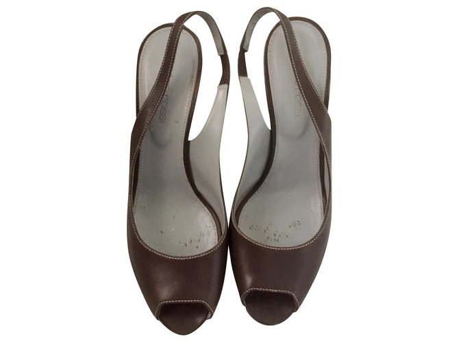 Sergio Rossi slingback pumps Brown Leather  ref.192263
