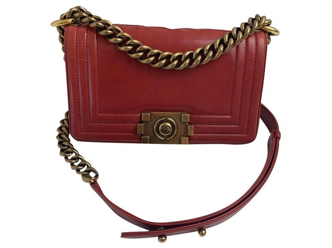Boy Chanel Red Leather  ref.192274