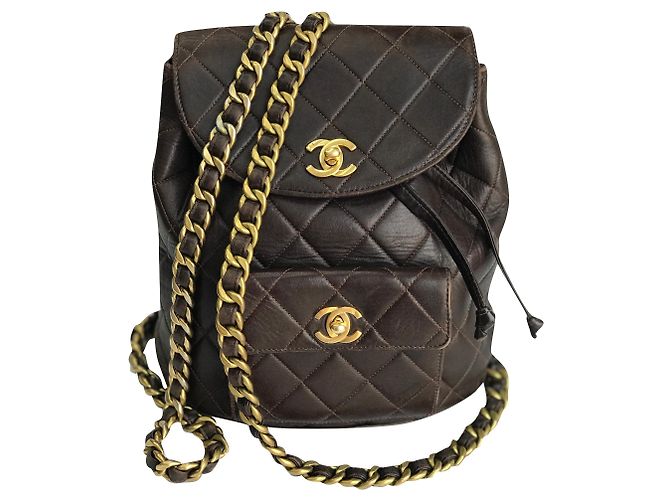Chanel Mochila icónica Duma Brown Vintage Castaño Marrón oscuro