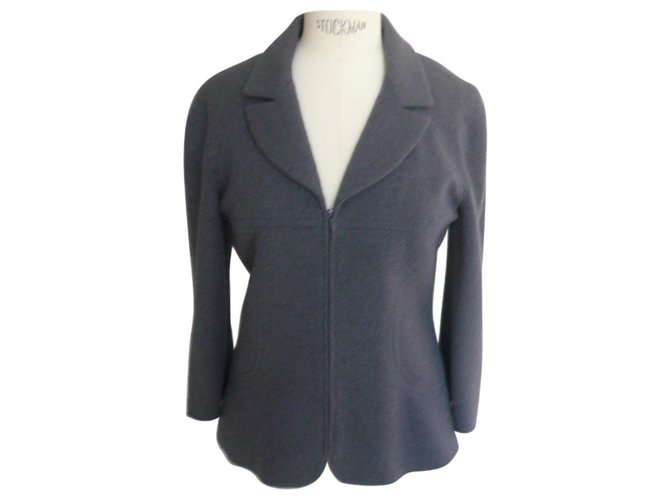 CHANEL Dark gray tweed jacket T38 Grey Wool  ref.192320
