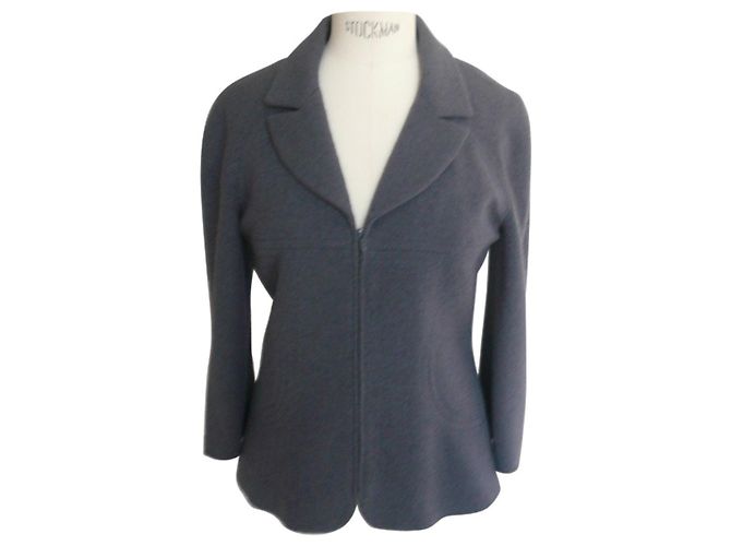 CHANEL Dunkelgraue Tweedjacke T.38