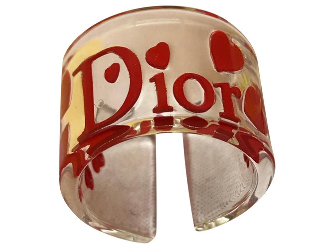 Christian Dior anillo Roja Plástico  ref.192394