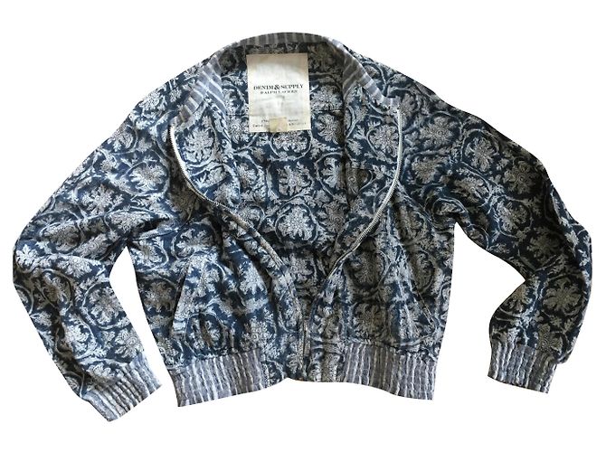 Chaqueta motera corta de algodón Ralph Lauren Azul