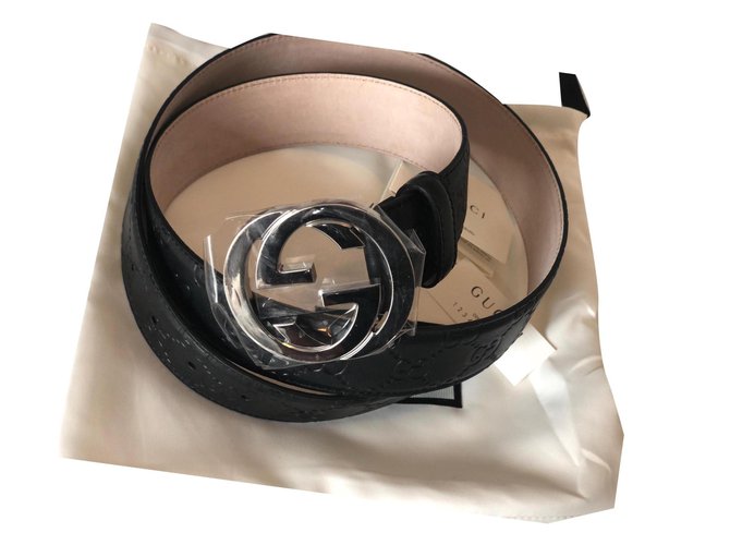 Gucci lined G belt Brand New Black Leather  ref.192467