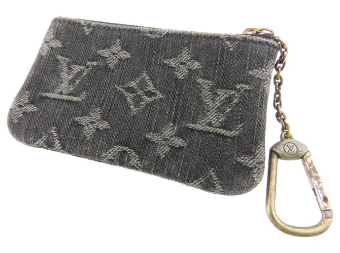 Porte-clés en denim monogramme gris Louis Vuitton Jean Tissu  ref.192491
