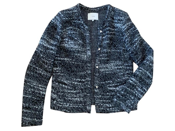 Vestes Iro Vestes Acrylique Noir ref.192601 Joli Closet Vestes Iro Veste Laine,Polyamide,Acrylique Noir,Blanc,Gris
