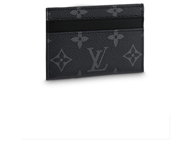 Louis Vuitton cartera de tarjeta lV Gris Cuero  ref.192606