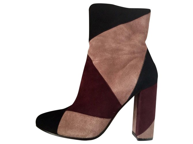 Gianvito Rossi ankle boots Black Pink Dark red Suede  ref.192621