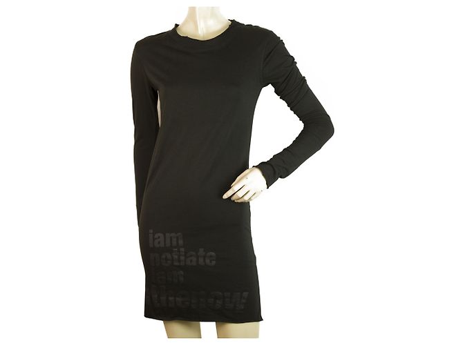 Autre Marque Barbara I Gongini Vestido largo de algodón negro con mangas largas y mini longitud
