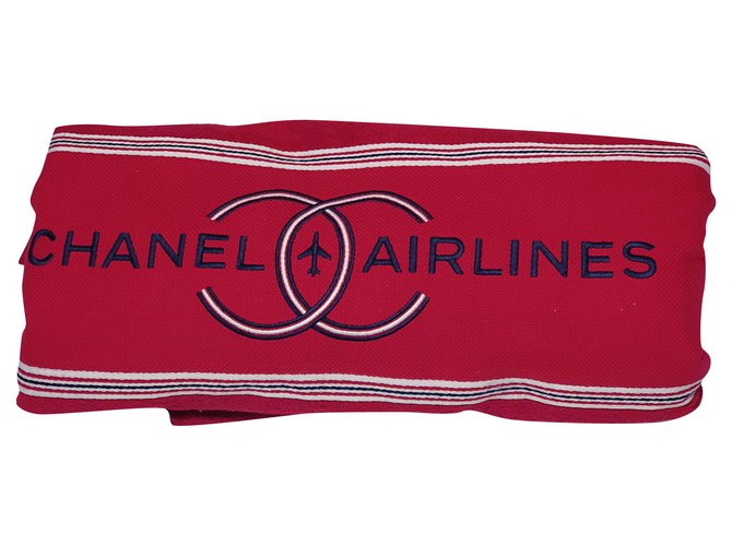 Asciugamano chanel: Nuova compagnia aerea Rosso Blu Bordò Cotone  ref.192678