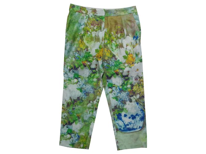 By Malene Birger Un pantalon, leggings Soie Multicolore Vert  ref.192711