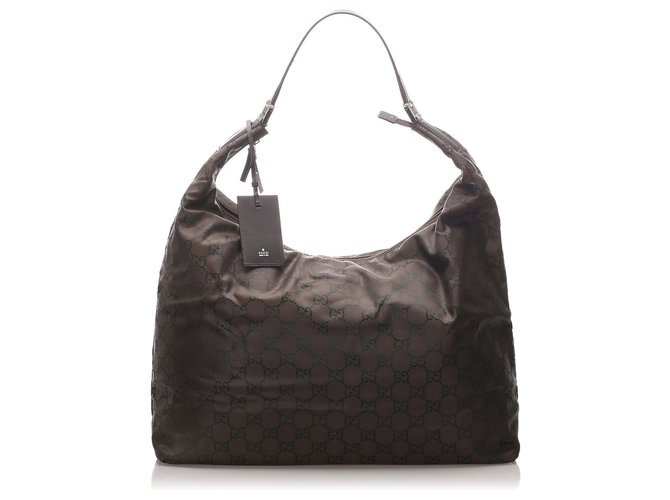 Gucci Black GG Nylon Travel Bag Leather Pony-style calfskin Cloth  ref.192769