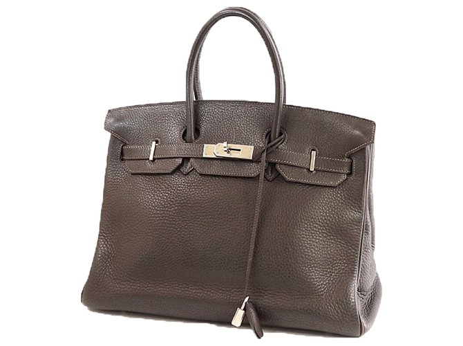 Acapulco Hermès Hermes Brown Clemence Birkin 35 Cuir Veau façon poulain Marron Marron clair  ref.192777