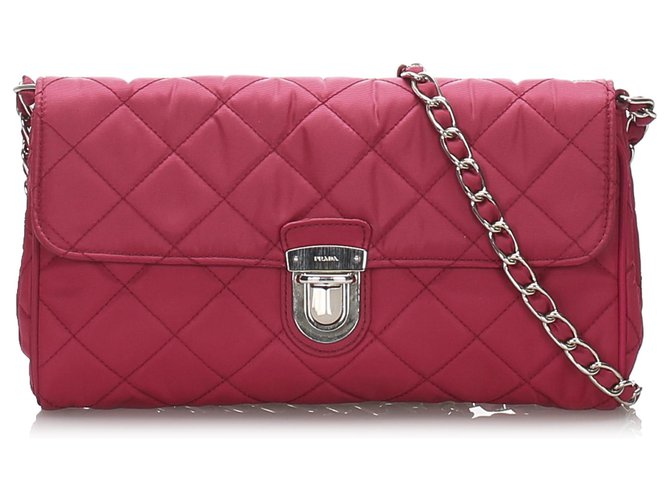 Prada Pink Leather Pattina Shoulder Bag