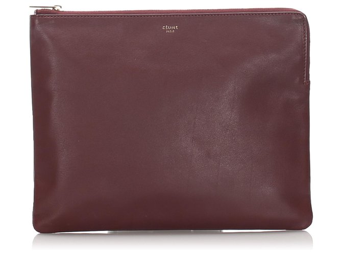 Céline Celine Red Leather Clutch Bag Pony-style calfskin  ref.192802