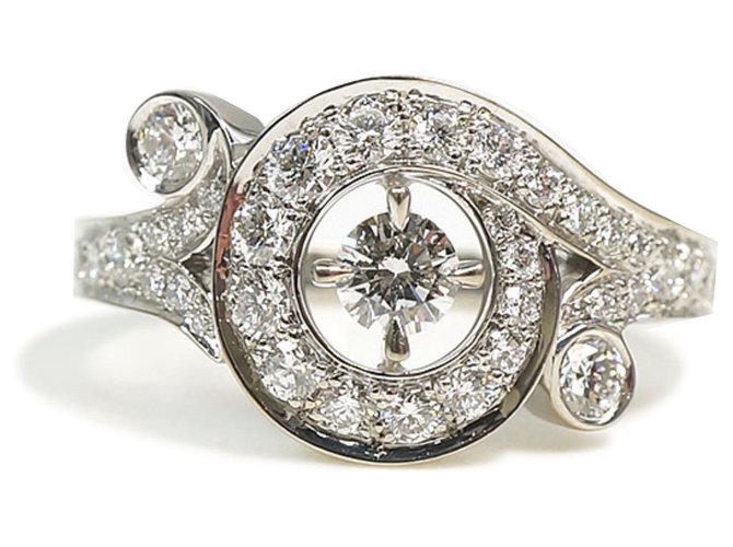 Autre Marque VanCleef and Arpels Silver 18k Nido Paradis Diamond Ring Silvery Metal  ref.192837