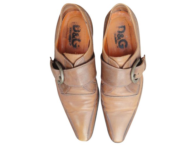 souliers à boucle Dolce & Gabbana p 41,5 Cuir Caramel  ref.192885