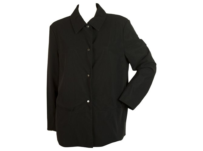 Laurèl Laurel Jeans Botón de tela forrada de malla negra Frente Talla de chaqueta ligera 40 Negro Poliamida  ref.192890