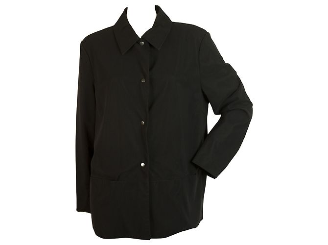 Laurèl Laurel Jeans Black Mesh Lined Fabric Button Front Lightweight Jacket size 40