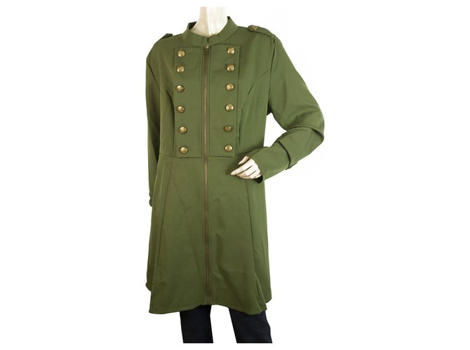 Autre Marque Rose Gal Khaki Army Green Military Zipper Front Midi Lightweight Jacket Coat 4XL Olive green Polyester  ref.192891