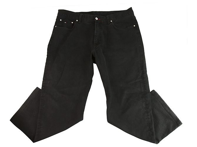 Tommy Hilfiger Madison Schwarze Baumwolle Herren Freizeithose Hosengröße 36 / 38