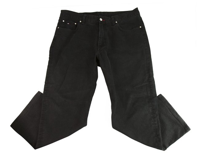 Tommy Hilfiger Madison Black Cotton Men Casual Trousers Pants Size 36 / 38 ref.192893 Joli Closet