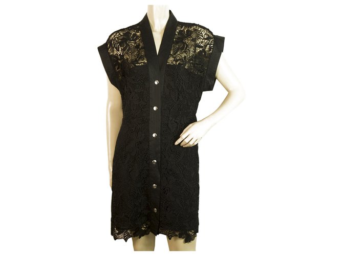 Autre Marque Twenty 29 Mini Black Lace w. Snap Buttons Sleeveless Mini Dress Size S Polyester  ref.192894