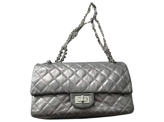 Chanel 2.55 Reissue 225 sac classic Cuir Gris anthracite  ref.192911