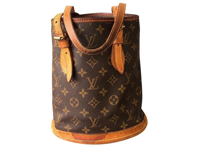 Louis Vuitton Bucket bag Brown Cloth ref.192926 - Joli Closet