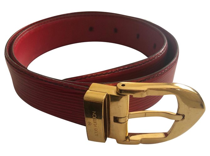 Louis Vuitton Cinturones Roja Cuero  ref.192934