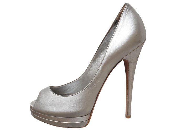 Casadei Silver pumps Silvery Leather  ref.192946