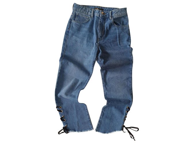 Maje Pantalones Azul Algodón  ref.192955