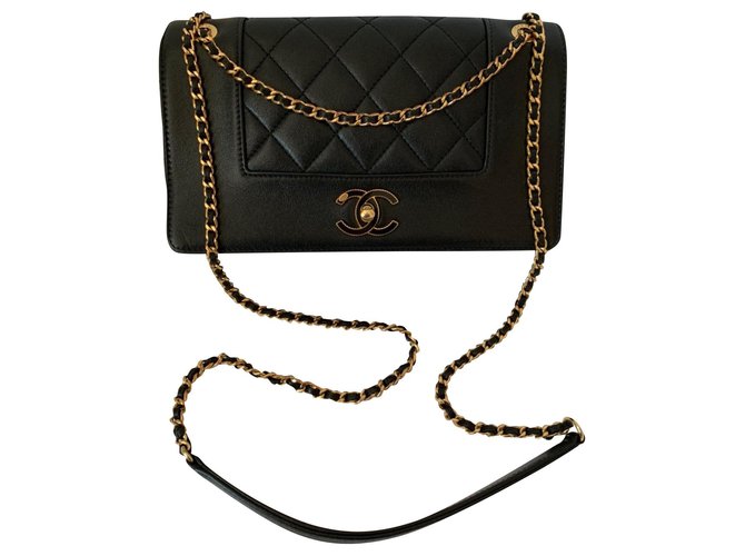 Timeless Chanel Black Leather  ref.193059