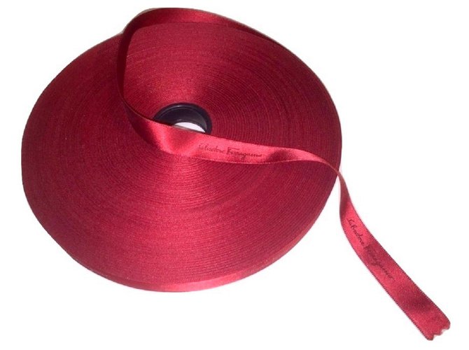 SALVATORE FERRAGAMO reel of ribbon Dark red Satin  ref.193079