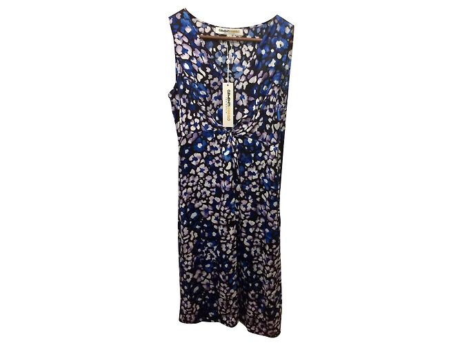 Clements Ribeiro Kleid aus blauem Satin Hellblau Dunkelblau