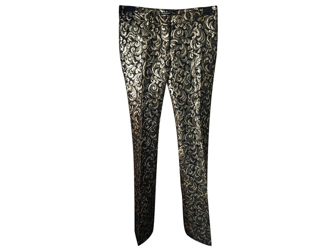Balmain Pants, leggings Golden Polyester  ref.193094
