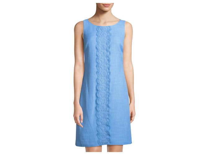 Karl Lagerfeld Tweed dress with lace center detail Light blue Cotton Polyester  ref.193099