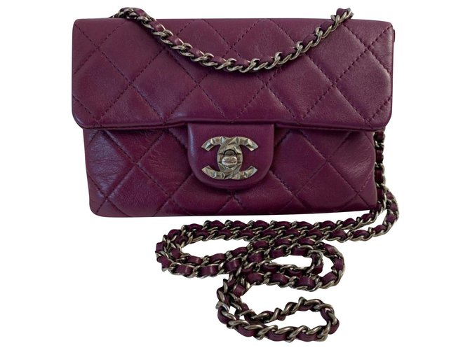 Wallet On Chain Chanel Cuir Violet  ref.193104