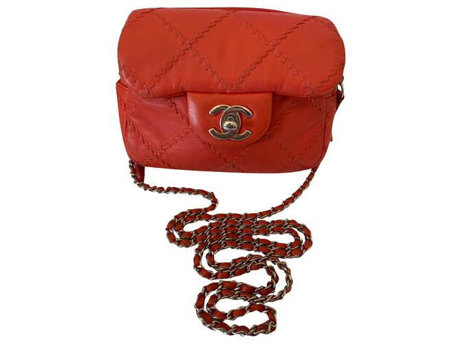Wallet On Chain Chanel Vermelho Couro  ref.193105
