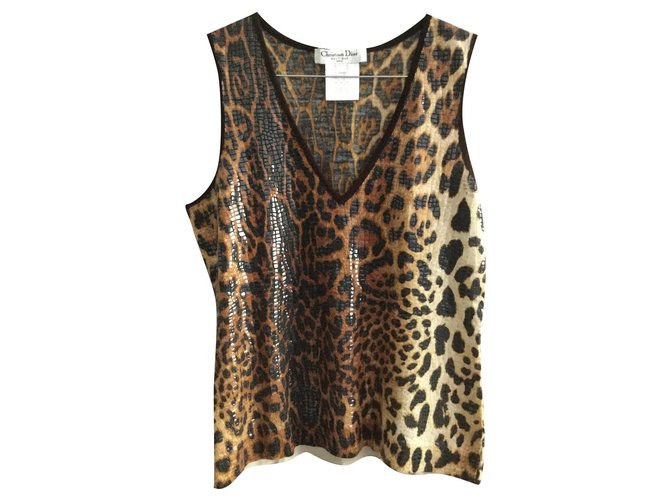 Dior Tops Leopard print Silk Cashmere Wool  ref.193125