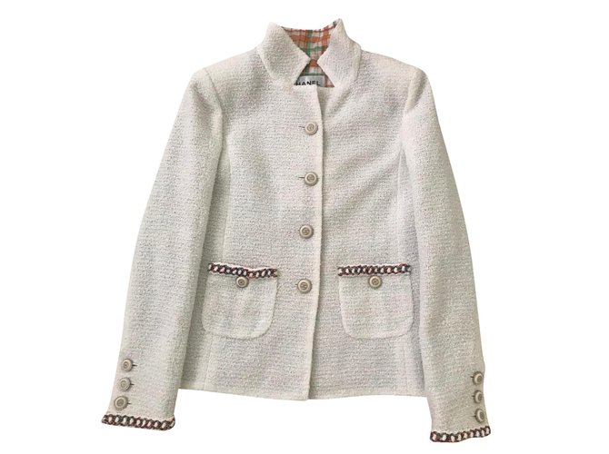 Chanel 2020 Jacket 38 White Tweed ref.193237 - Joli Closet