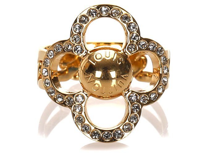 Louis Vuitton Gold Crystal Flower Power Ring Silvery Golden Metal  ref.193289 - Joli Closet