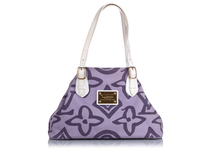 Louis Vuitton Purple Monogram Tahitienne Cabas PM White Leather Cloth  Pony-style calfskin Cloth ref.193298 - Joli Closet