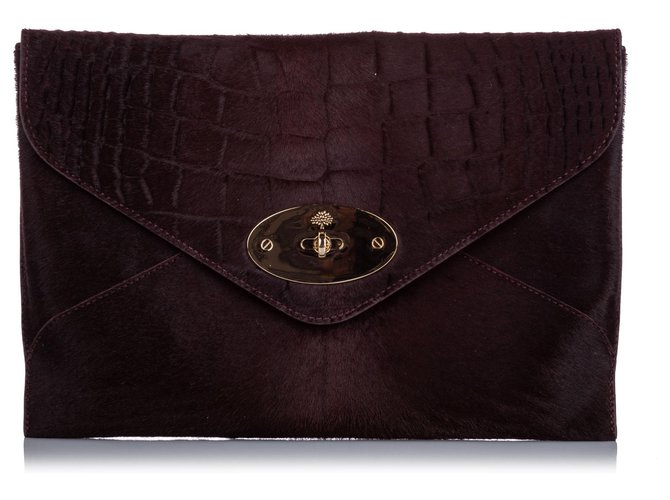 Mulberry Red Pony Hair Willow Clutch Bag  ref.193300